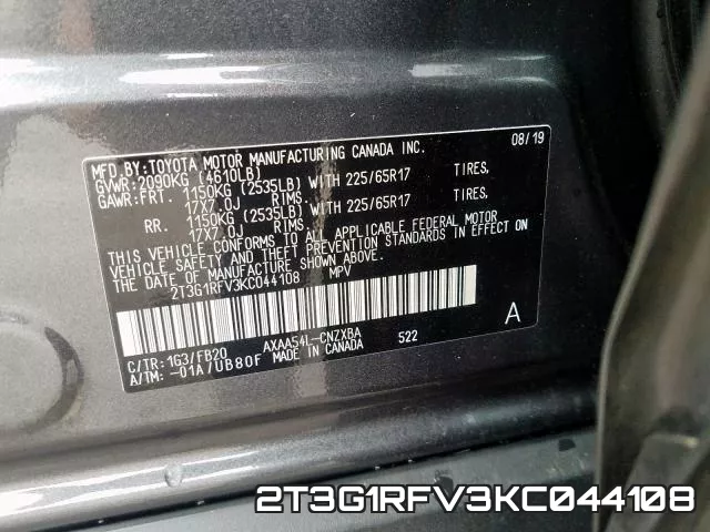 2T3G1RFV3KC044108 фото 2