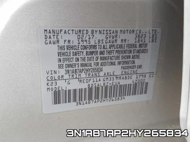 3N1AB7AP2HY265834 фото 2