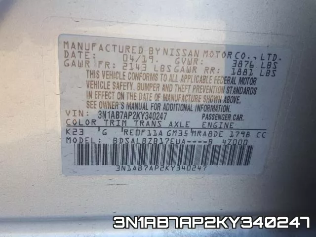 3N1AB7AP2KY340247 фото 2