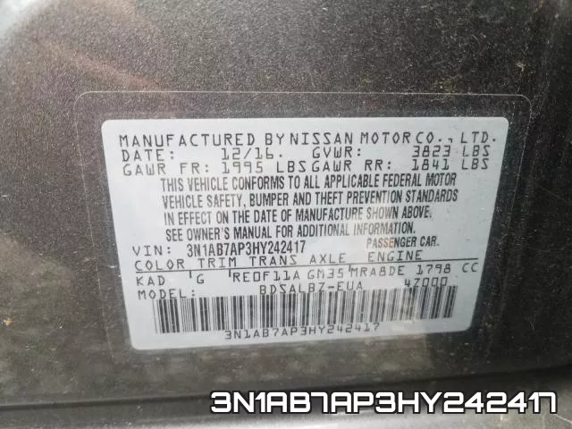 3N1AB7AP3HY242417 фото 2