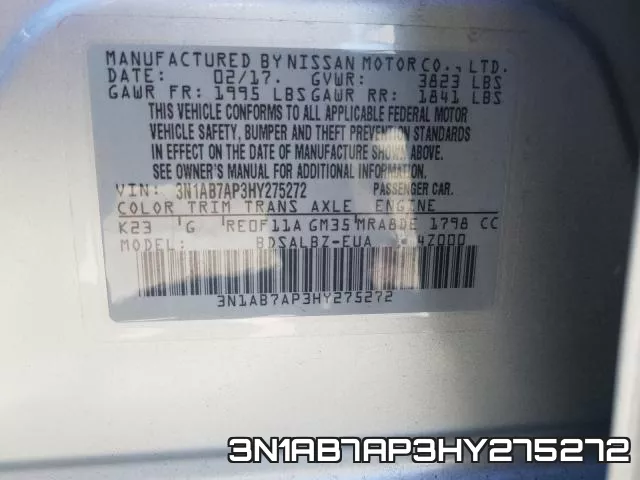 3N1AB7AP3HY275272 фото 2