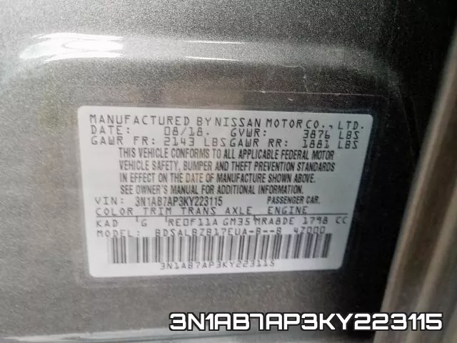 3N1AB7AP3KY223115 фото 2