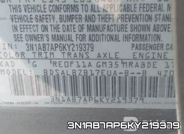 3N1AB7AP6KY219379 фото 10