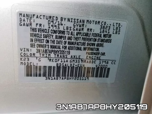 3N1AB7AP8HY205119 фото 2
