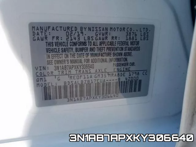 3N1AB7APXKY306640 фото 2