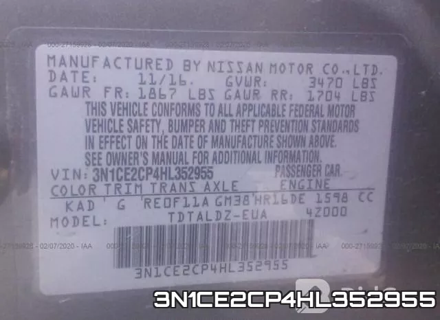 3N1CE2CP4HL352955 фото 10
