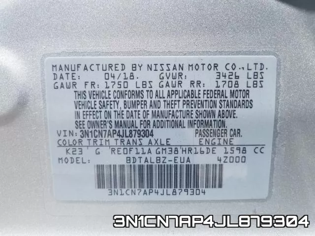3N1CN7AP4JL879304 фото 2