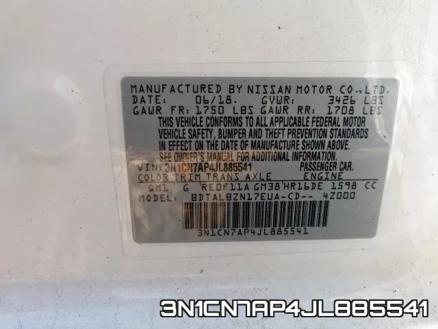 3N1CN7AP4JL885541 фото 2