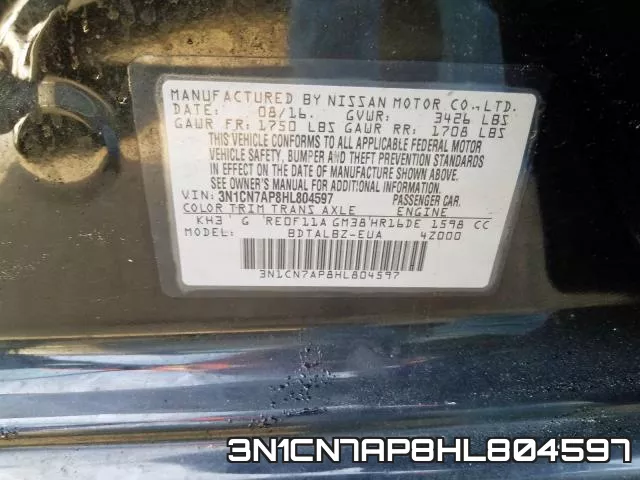 3N1CN7AP8HL804597 фото 2
