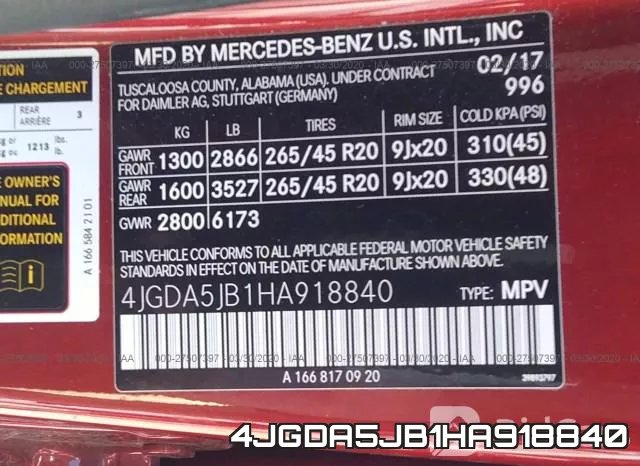 4JGDA5JB1HA918840 фото 10