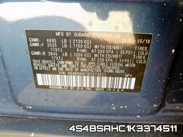 4S4BSAHC1K3374511 фото 2