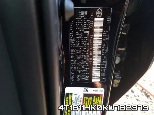 4T1B11HK0KU782373 фото 2