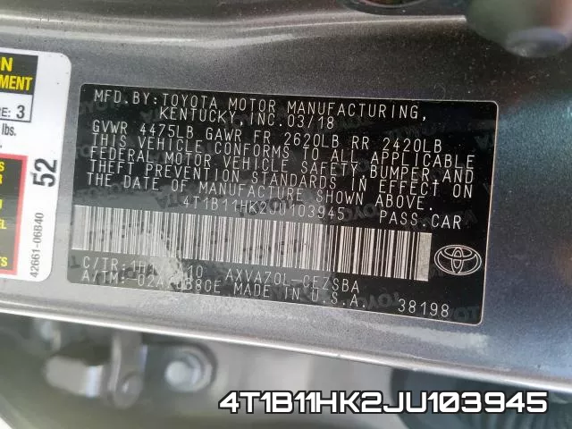 4T1B11HK2JU103945 фото 2