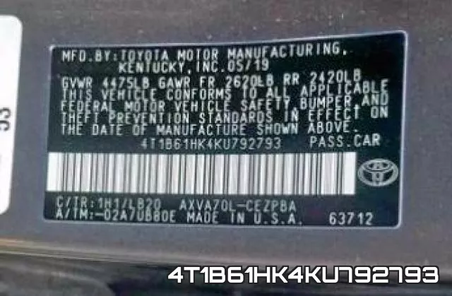 4T1B61HK4KU792793 фото 2