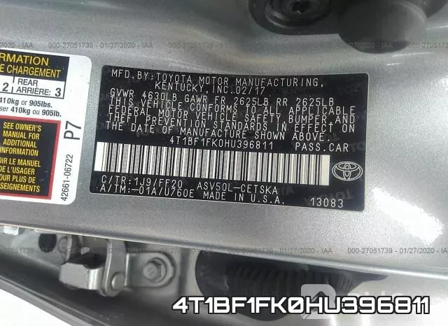 4T1BF1FK0HU396811 фото 9
