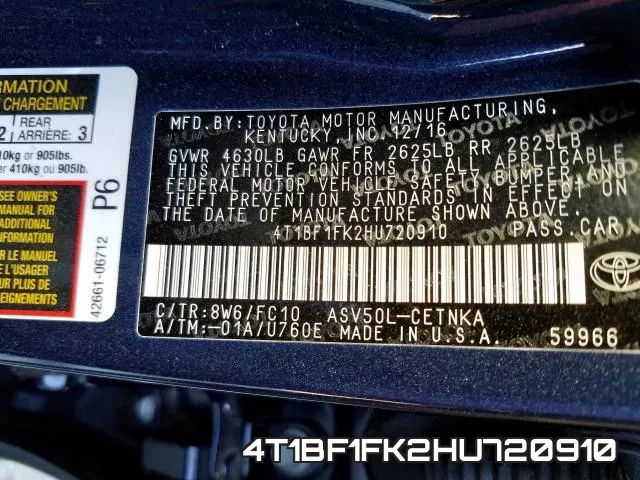 4T1BF1FK2HU720910 фото 2