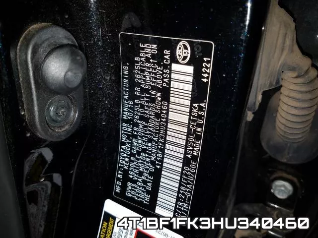4T1BF1FK3HU340460 фото 2