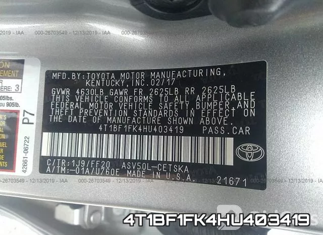 4T1BF1FK4HU403419 фото 10