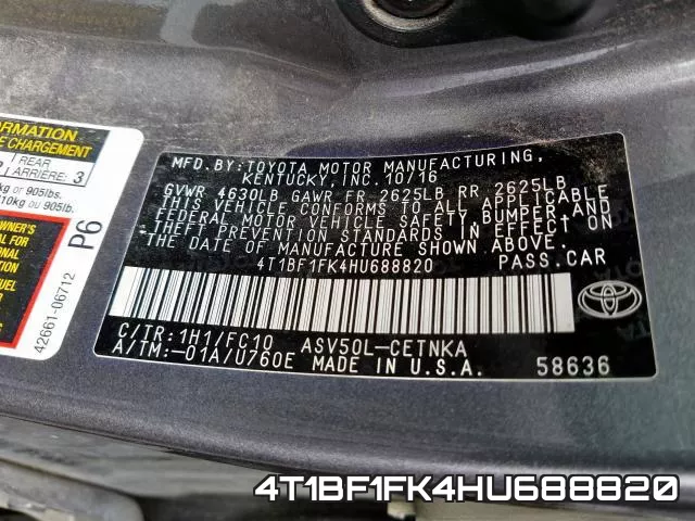 4T1BF1FK4HU688820 фото 2