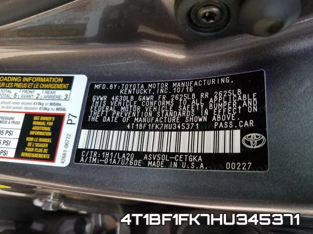 4T1BF1FK7HU345371 фото 2