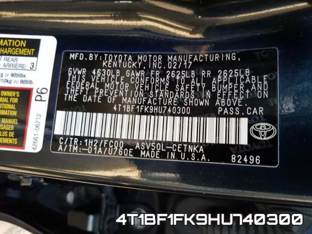 4T1BF1FK9HU740300 фото 2