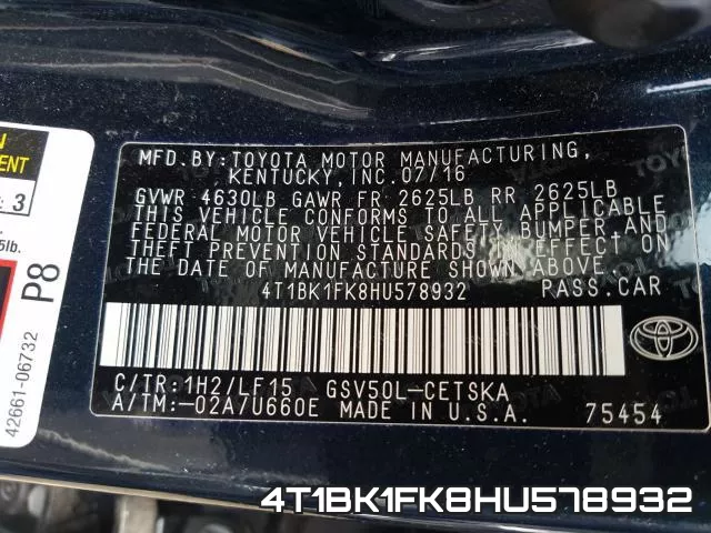 4T1BK1FK8HU578932 фото 2