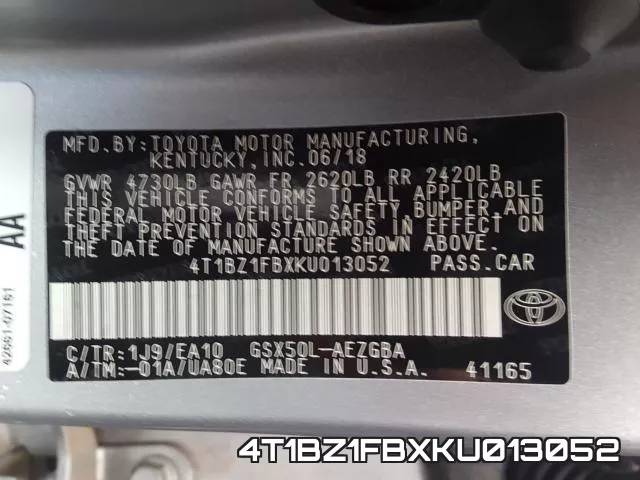 4T1BZ1FBXKU013052 фото 2