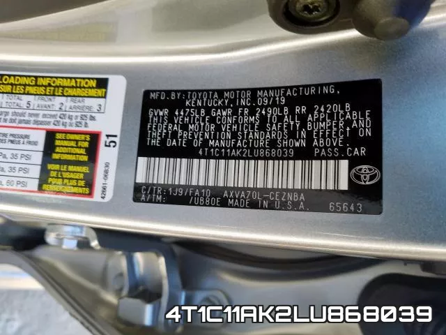 4T1C11AK2LU868039 фото 2