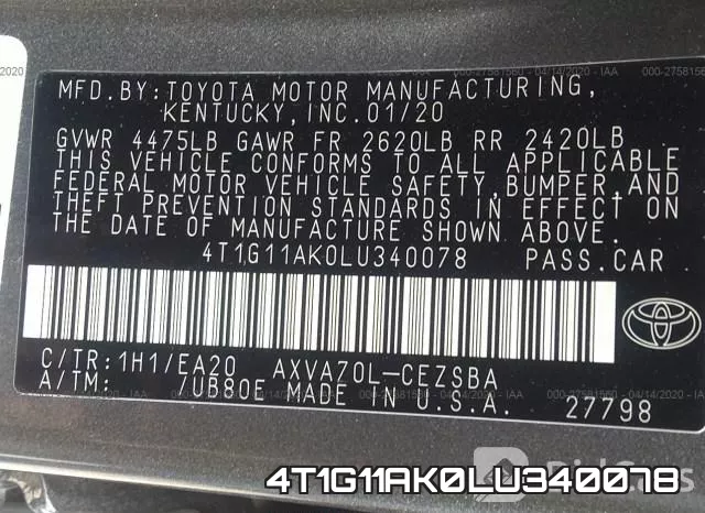 4T1G11AK0LU340078 фото 10
