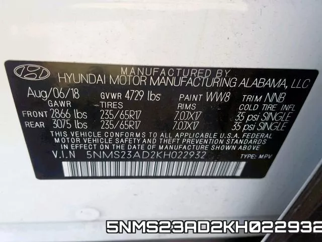 5NMS23AD2KH022932 фото 2