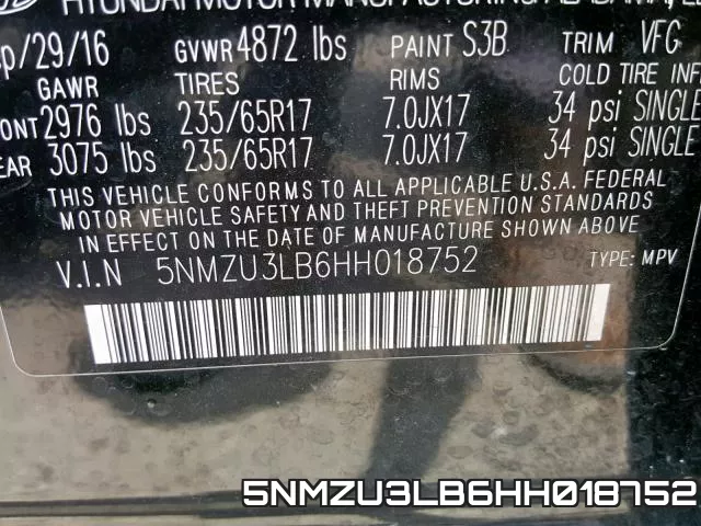 5NMZU3LB6HH018752 фото 2