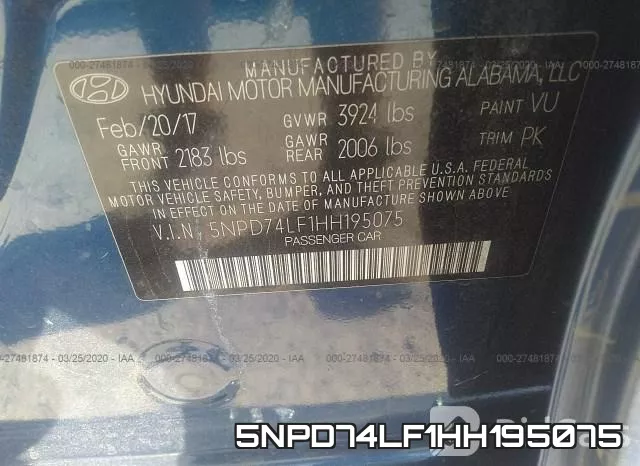 5NPD74LF1HH195075 фото 10