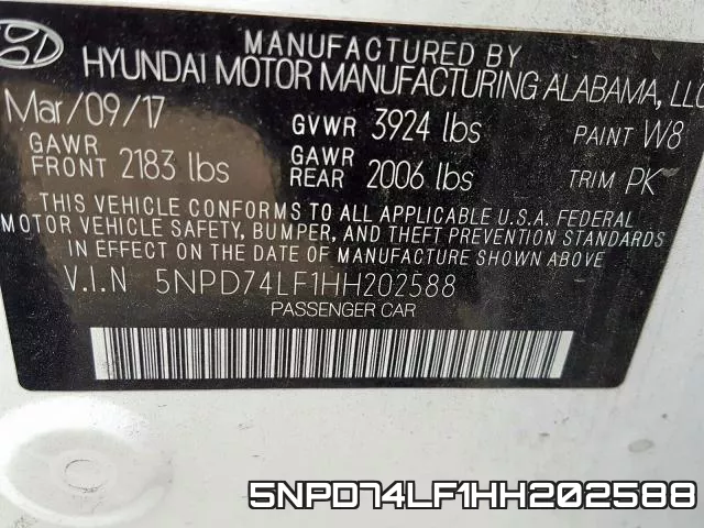 5NPD74LF1HH202588 фото 2