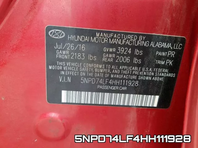 5NPD74LF4HH111928 фото 2