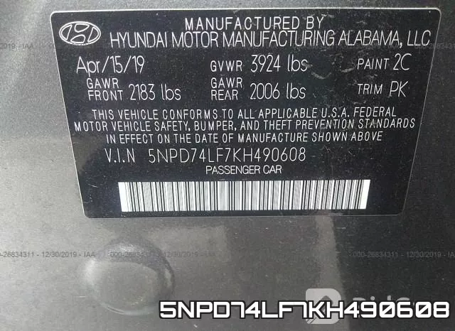 5NPD74LF7KH490608 фото 10
