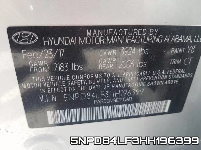 5NPD84LF3HH196399 фото 2