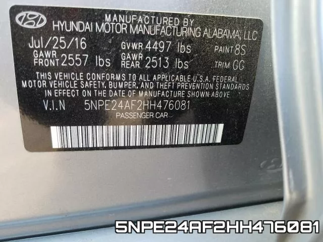 5NPE24AF2HH476081 фото 2