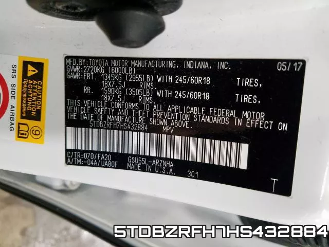5TDBZRFH7HS432884 фото 2