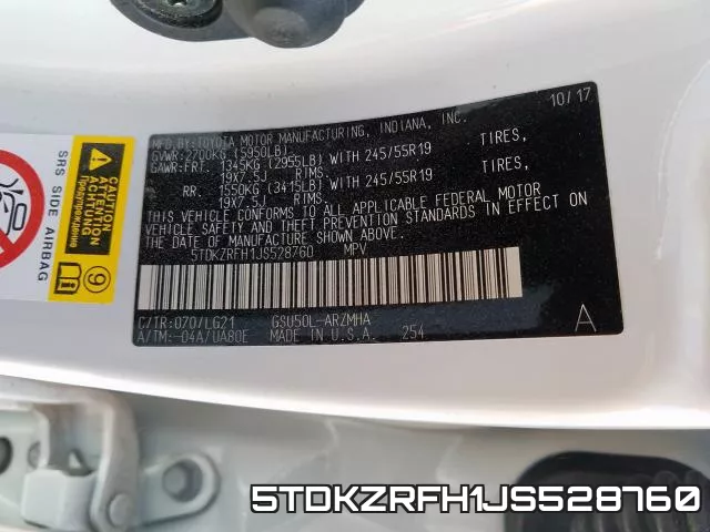 5TDKZRFH1JS528760 фото 2
