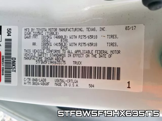 5TFBW5F19HX635175 фото 2