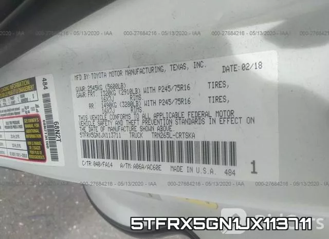 5TFRX5GN1JX113711 фото 10