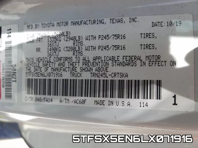 5TFSX5EN6LX071916 фото 2