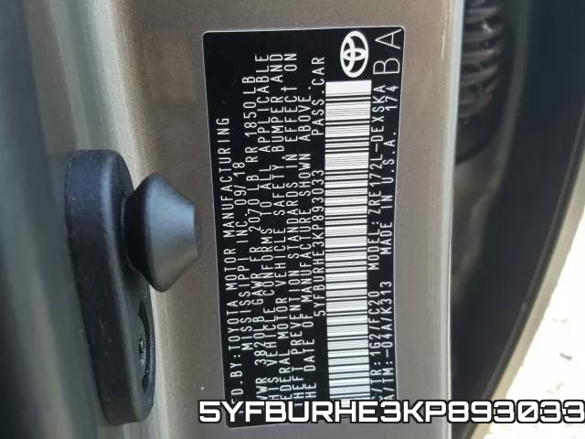5YFBURHE3KP893033 фото 2