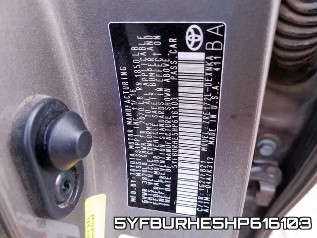 5YFBURHE5HP616103 фото 2