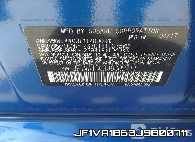 JF1VA1B63J9800711 фото 10