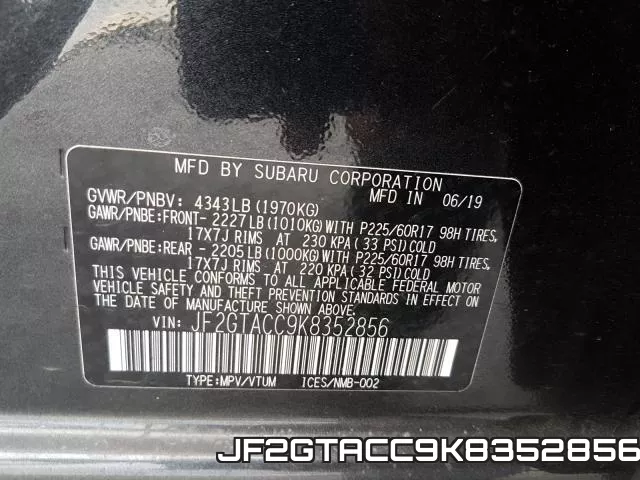 JF2GTACC9K8352856 фото 2