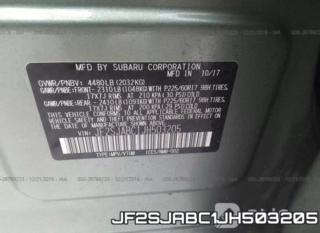 JF2SJABC1JH503205 фото 10