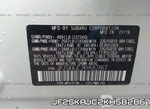 JF2SKAJC2KH582867 фото 10
