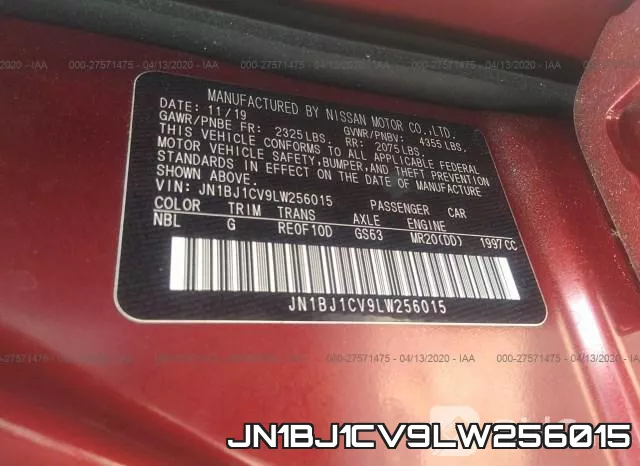 JN1BJ1CV9LW256015 фото 10