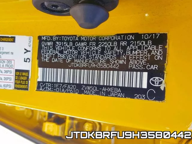 JTDKBRFU9H3580442 фото 2